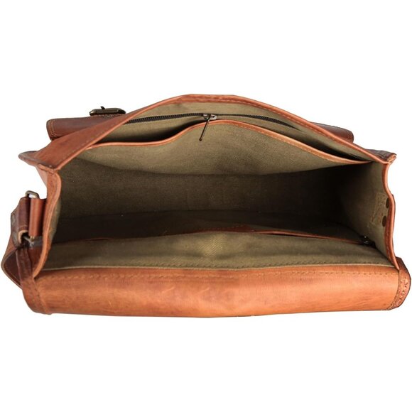 Women Brown Crossbody Satchel Ladies Tote Travel Genuine Leather Shoulder Bag - Picture 3 of 9